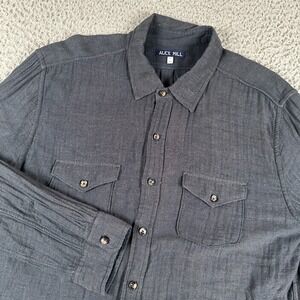 Alex Mill Shirt Men's XL Navy Button Up Gauze Long Sleeve Shirt Cotton